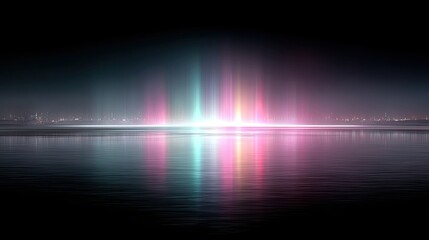 Abstract Digital Equalizer Soundwave on Dark Water Reflection Background