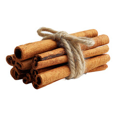 A bundle of aromatic cinnamon sticks tied together with rustic jute twine png