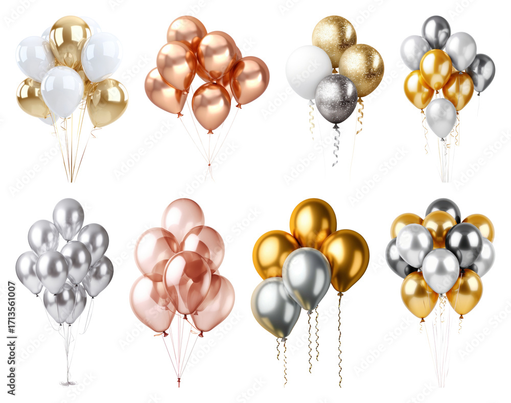 Canvas Prints png colorful metallic balloon arrangements, element set on transparent background