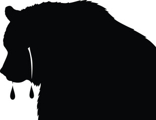 Sad bear silhouette tears dripping moody wildlife art vector
