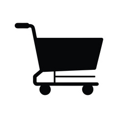 Black shopping cart silhouette on a white background, simple vector illustration, shopping cart on store checkout line silhouette vector illustration
