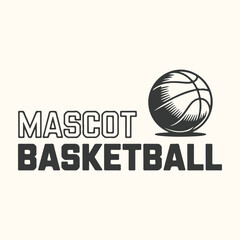 Vector art of mascot basketball text with a basketball illustration on a light background