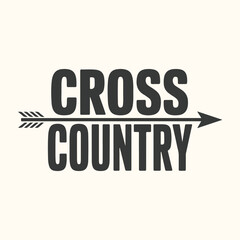 Vector art of cross country text with arrow graphic, representing the sport and competition, suitable for sports apparel and marketing