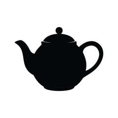 A classic teapot silhouette in solid black on a white background, teapot silhouette vector illustration