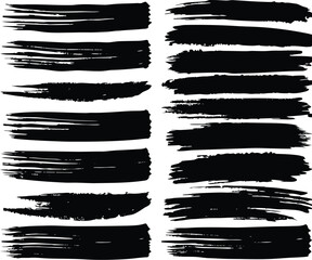 A set of colorful grunge brush strokes and paint lines for a creative design or banner illustration