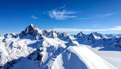Snowy mountain range panorama