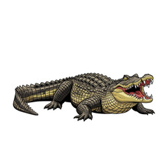 Naklejka premium Vector graphic of a menacing alligator with its powerful jaws wide open