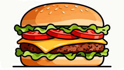 Fast food: hamburgers, hand-drawn vector illustrations