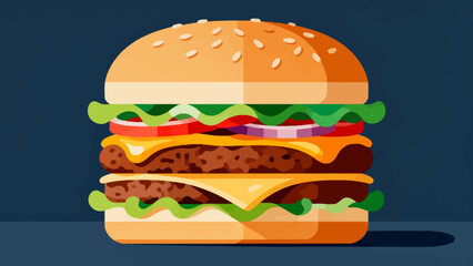Fast food: hamburgers, hand-drawn vector illustrations
