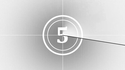Old Film Countdown from 10 to 0 number.  Vintage film countdown noise effect animation. 