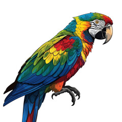 Fototapeta premium Colorful Tropical Parrot Macaw Bird with Bright Feathers Vector Illustration