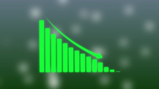 Animated of down business graph icon.  business loss falling down graph's icon, loss sign business graph.