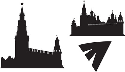 Fototapeta premium Russia architecture Moscow Kremlin silhouette with futuristic arrow