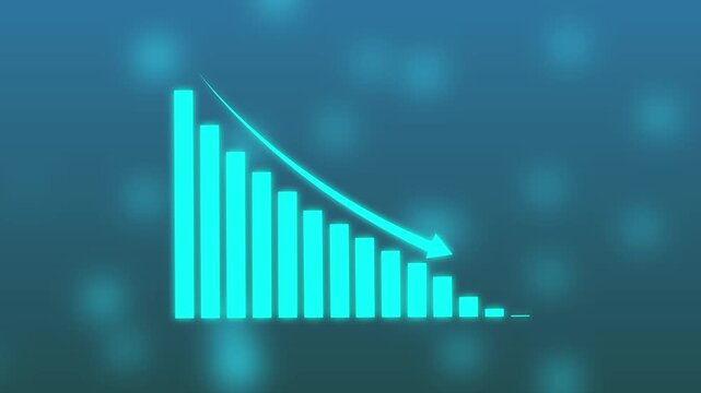 Animated of down business graph icon.  business loss falling down graph's icon, loss sign business graph.
