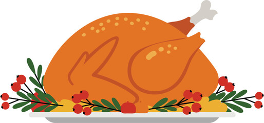 Golden roasted turkey feast festive holiday dinner celebration vector