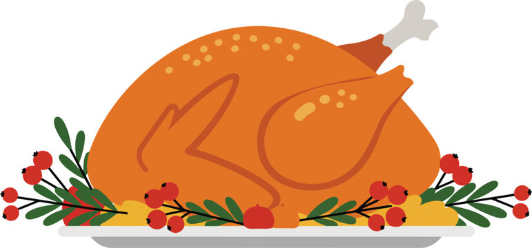 Golden roasted turkey feast festive holiday dinner celebration vector