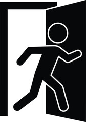Person running through open door silhouette escape opportunity exit strategy vector