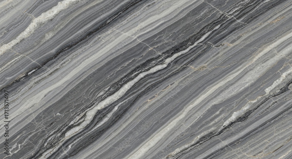 Poster striated grey marble texture with white veins and diagonal lines pattern design