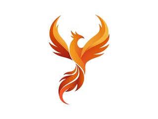 Dynamic and majestic phoenix bird illustration featuring vibrant fiery orange and yellow gradients, symbolizing rebirth, strength, and ancient mythological power in a stylized modern design