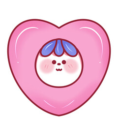 Kawaii pink heart character — cute chibi cartoon illustration