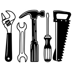 set of tools vector illustration