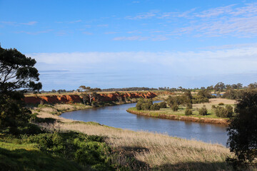 morning landscape of the winding werribee river