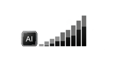 Microchip and growing bar graph isolated on transparent background