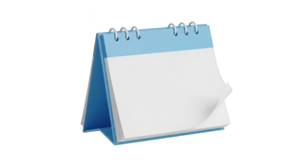 Blank desk calendar isolated on transparent background