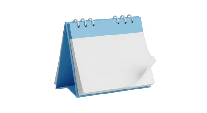 Blank desk calendar isolated on transparent background