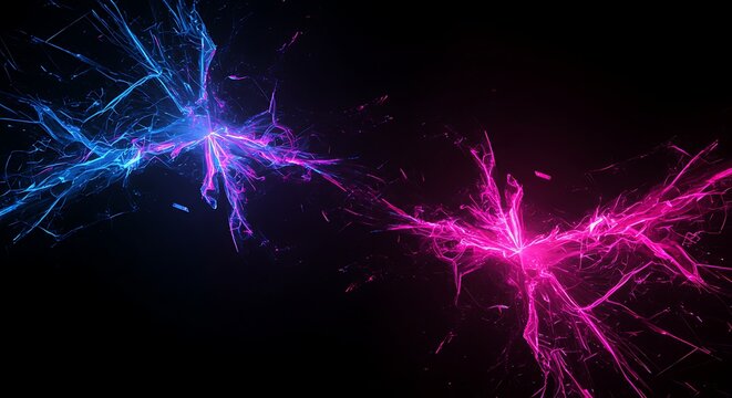 Electric Collision: Blue and Pink Energy Burst