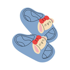 Women and kids colorful summer beach sandals in hand drawn style. Sandals, mules, ballet flats, flip-flops. Stylish modern design of shoes for women and children.