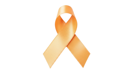 Orange ribbon symbol for Leukemia awareness isolated PNG with Transparent Background