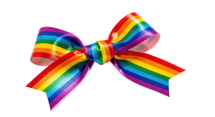 Rainbow ribbon bow tie for LGBTQ+ pride isolated PNG with Transparent Background