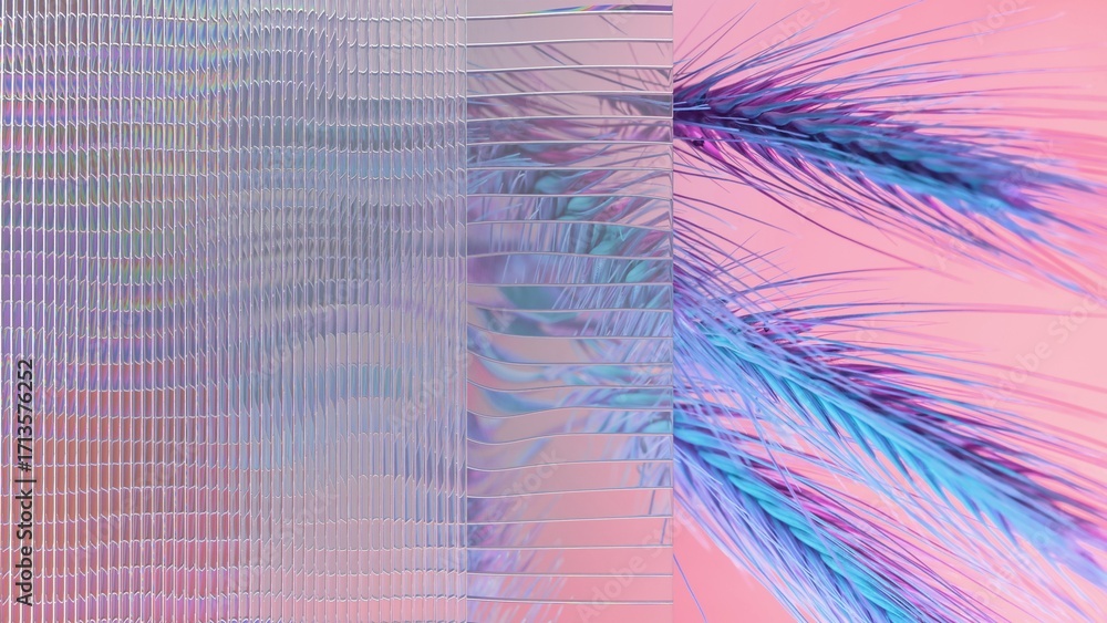 Poster abstract colorful textures with feathers