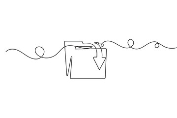 Naklejka premium File folder minimalist icon continuous line art outline isolate simple drawing vector illustration 