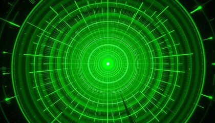 A vibrant green radar screen pulses with activity,  oscillations,  electronic