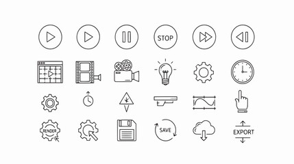 Fototapeta premium Collection of media and interface icons