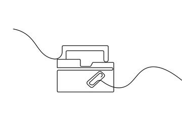 Obraz premium File folder minimalist icon continuous line art outline isolate simple drawing vector illustration 