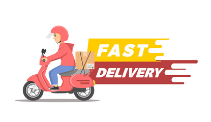 Fast Delivery service concept. Courier and fast delivery inscription. Express, fast, free delivery. Vector illustration