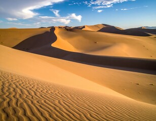 Breathtaking Desert Landscape with Rolling Sand Dunes and Sky