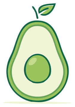 green avocado cut open with seed clip art preview