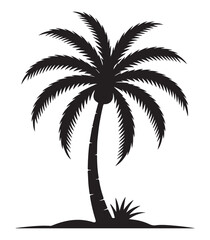 Obraz premium Stylized silhouette of a tropical palm tree isolated on a white background isolated on white background
