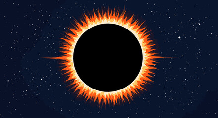 Solar Eclipse Illustration in a Starry Sky