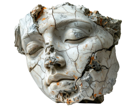 Cracked stone woman face