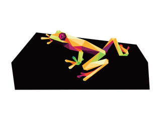 Cute frog in colorful Polygonal low poly. Frog colorful Abstract Illustration. Frog abstract vector. Good for kids animal book