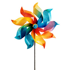 Colorful pinwheel toy isolated on transparent background