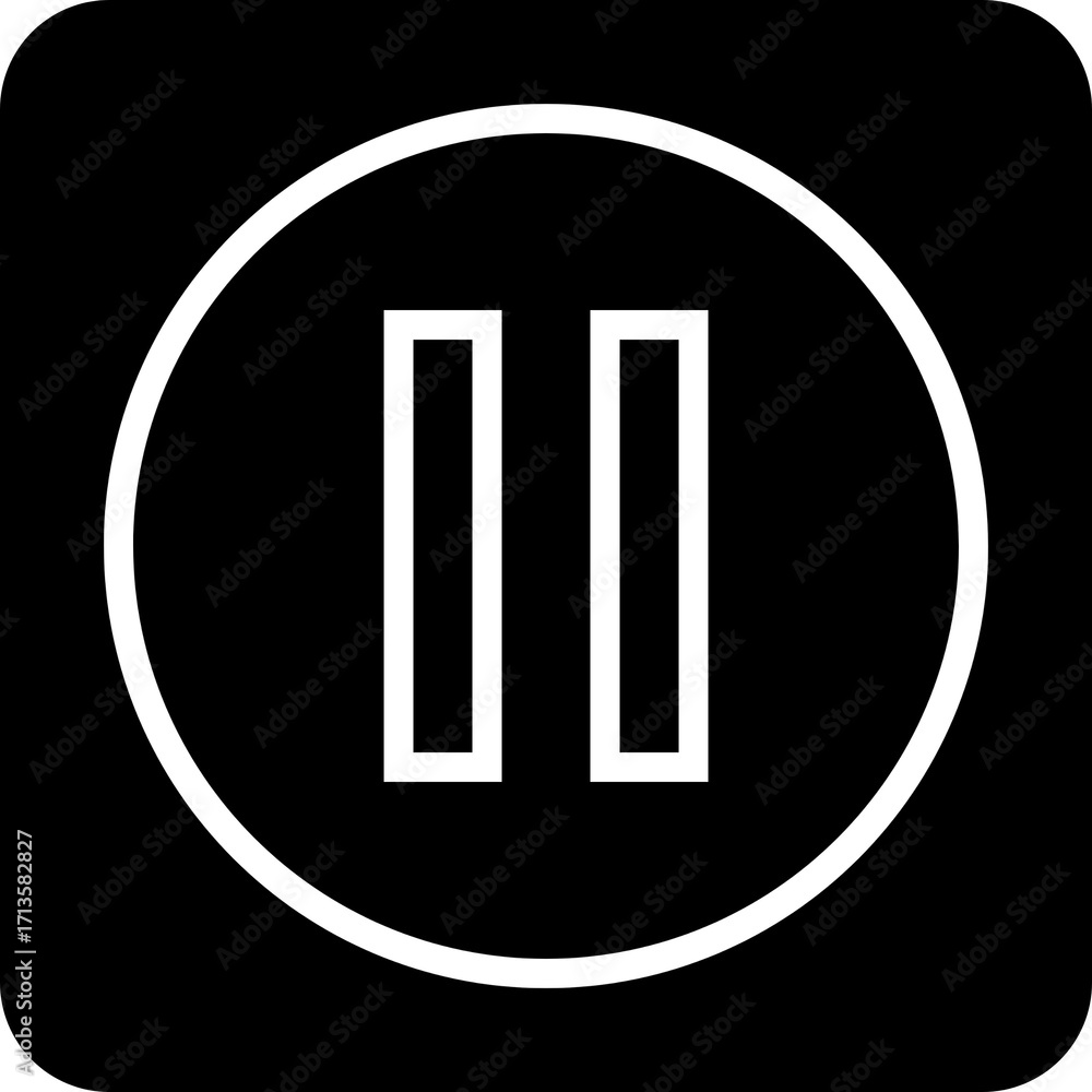Poster circle pause button icon for media control and temporary stop