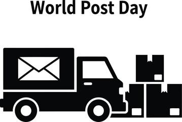 Silhouette of a postal service truck delivering packages for world post day promoting postal service