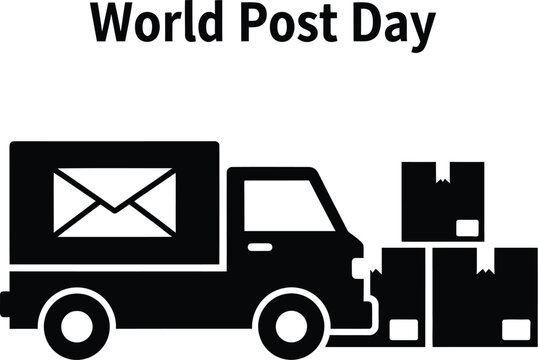 Silhouette of a postal service truck delivering packages for world post day promoting postal service - Powered by Adobe