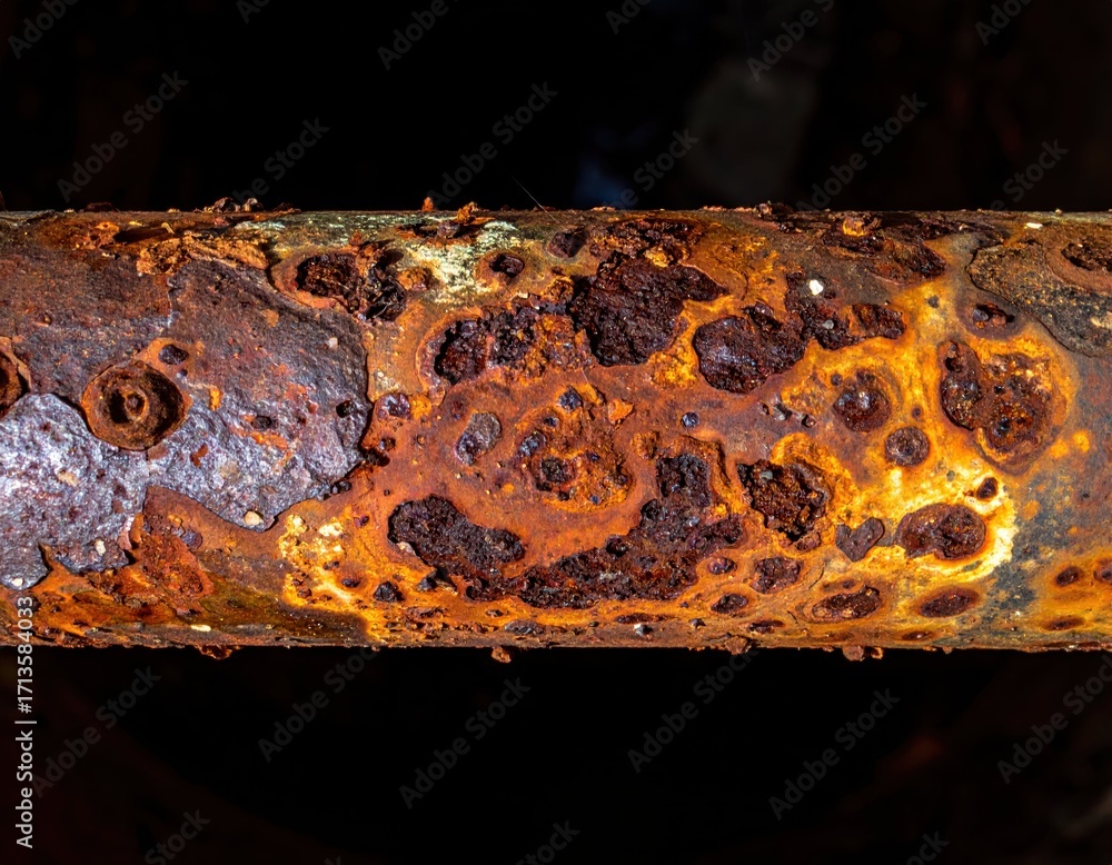 Aufkleber close-up view of rusty metal surface with textures and colors